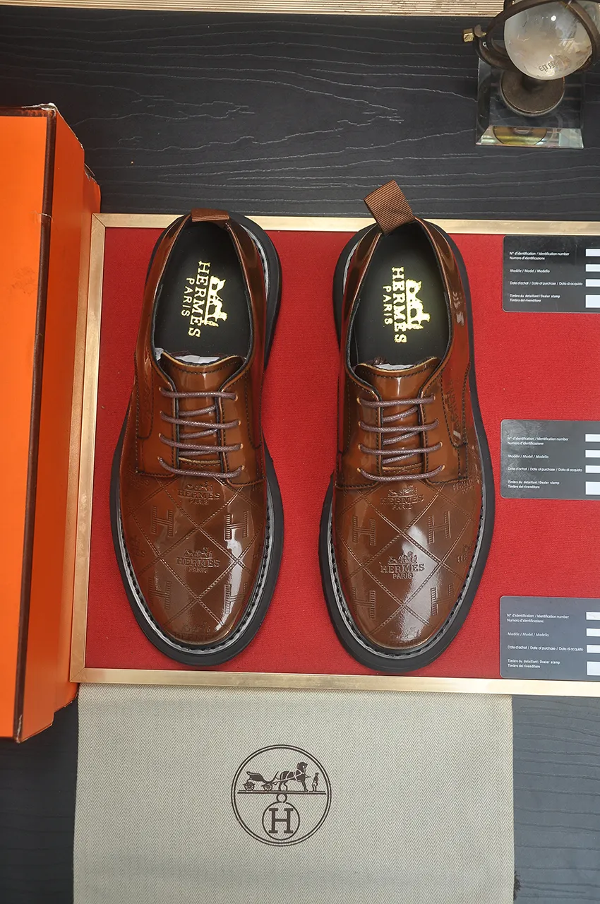 Men's men's shoes 💰720💶【[Hermes HERMES】】(High-end Niuli) New 🍀 HERMES - top version of classic casual leather shoes! Made of imported original cowhide, the inner top layer is comfortable cowhide lining! Original wear-resistant rubber foam outsole! High quality products! Code number 38-45 (45 customized)